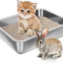 Stainless Steel Litter Box for Kitten, 15.7"11.8"4" Small Litter Box for Kittens Easy Entry, Non Odor, Easy to Clean, Metal Litterbox for Cat, Rabbit, Guinea Pigs and Hamsters