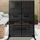 Metal Privacy Screen with Stand 72" x 44",Privacy Panels Outdoor,Decorative Fence Screen for Patio Screen Freestanding,Outdoor Privacy Panels for Deck, Porch and Balcony