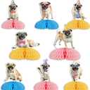 Pug Dog Birthday Party Honeycomb Centerpieces 8PCS Double-Sided Table Decorations for Dog-Themed Celebration | Pet Cute Pug Theme Birthday Baby Shower Gender Reveal Party Supplies for Puppy Lovers