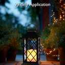 Homemory Solar Lanterns Outdoor Waterproof Hanging with Flickering Flameless Candles, 2 Pack 13'' Garden Outdoor Lantern Decorative for Patio Front Porch Backyard Balcony Cabin Outside Table(Black)