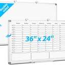 ONAVIA Weekly Calendar Dry Erase Board for Wall, Hanging 36"24" Double-Sided Magnetic Whiteboard with Hourly Slots, for Planning, Memo, to Do List, Home, Office, Work