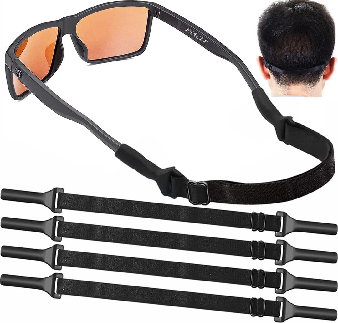 KSACLE Adjustable Glasses Strap - 4 Pack No Tail Eyeglass Straps, Universal Fit Rope Eyewear Retainer, Sport Unisex Sunglass