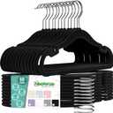 Velvet Kids Hangers 60 Pack - Black Toddler Hangers with Notches, Heavy Duty Non-Slip Velvet Baby Hanger