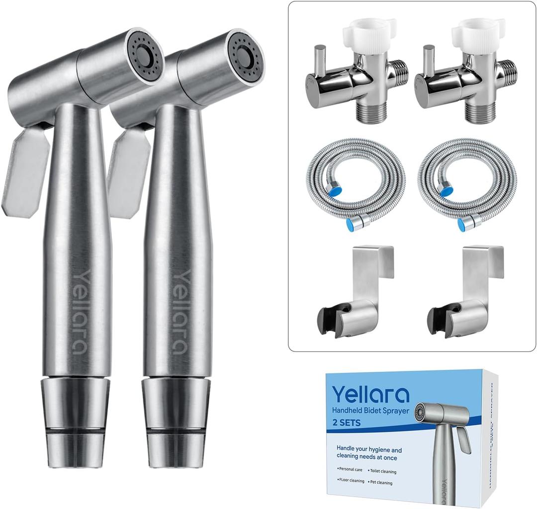 Handheld Bidet Sprayer Kit for Toilet  2 Sets, Feminine Wash, Toilet Cleaning - Stainless Steel, Adjustable Water Pressure, Easy Installation