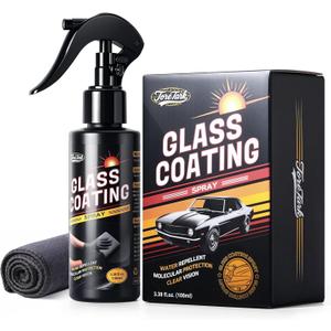 Car Ceramic Glass Coating Spray,Automotive Windshield Rain Repellant Glass Polish Protect, Long-Lasting Quick Dry Coat (3.38 fl oz +Towel)