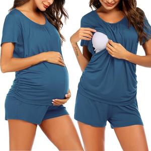 Ekouaer Printed Maternity Pajamas Pregnancy Pjs Breastfeeding Sleepwear Soft Nursing Shirts and Maternity Shorts XL