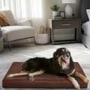 OhGeni 41 Inch Orthopedic Waterproof & Machine Washable Dog Bed for Large Pets, 20D Egg Crate Foam Stable Support, Non-Slip Bottom and Removable Cover, Tear-Resistant Invisible Durable Zipper(Brown) (41.0"L x 28.0"W x 4.0"Th)