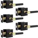 goldenwarm 5 Pack Black and Gold Interior Door Handles, Heavy Duty Privacy Door Handle Levers, Black and Gold Door Handles Interior for Bedroom and Bathroom(Square, Zinc Alloy)