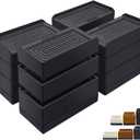 Furniture Risers 4 inch, Heavy Duty Furniture Elevator in Heights of 1.5, 3 or 4 InchRectangle Raising Blocks for Bed, Couch, Desk, Sofa, Tables,Support Up to 1,300 Lbs (4 Pack-Black)