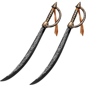 2pcs Pirate Sword Toys,26.7" Pirate Costume Set,Plastic Toy Sword for Party Dress-Up,Halloween Costume Accessorie Brown