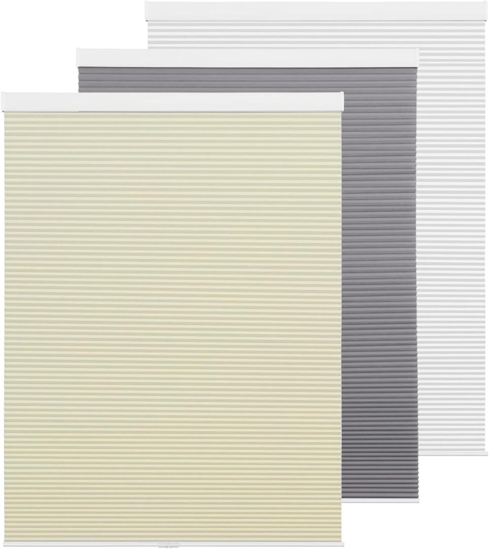 Cordless Cellular Shades Blackout Honeycomb Window Shades and Blinds, Room Darkening Cellular Blinds for Windows, Home and Bedroom, 20" W x 64" H, Beige