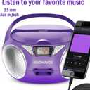 Magnavox MD6924 Portable Top Loading CD Boombox with AM/FM Stereo Radio in Black | CD-R/CD-RW Compatible | LED Display | AUX Port Supported | Programmable CD Player | (Purple)