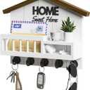 Key and Mail Holder for Wall, Wall Key Holder with Shelf, Key Rack Wall Mount, Wood Key Holder Wall Mount White, Mail Organizer Wall Mounted, Entryway & Front Door Key Holder with 5 Hooks