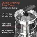 Hot Tea Maker Glass Electric Kettle with Infuser and Temperature Control,1.5L Stainless Steel 1200W Rapid Boiling,Programmable Control for your Favorite Teas and Coffee,Black