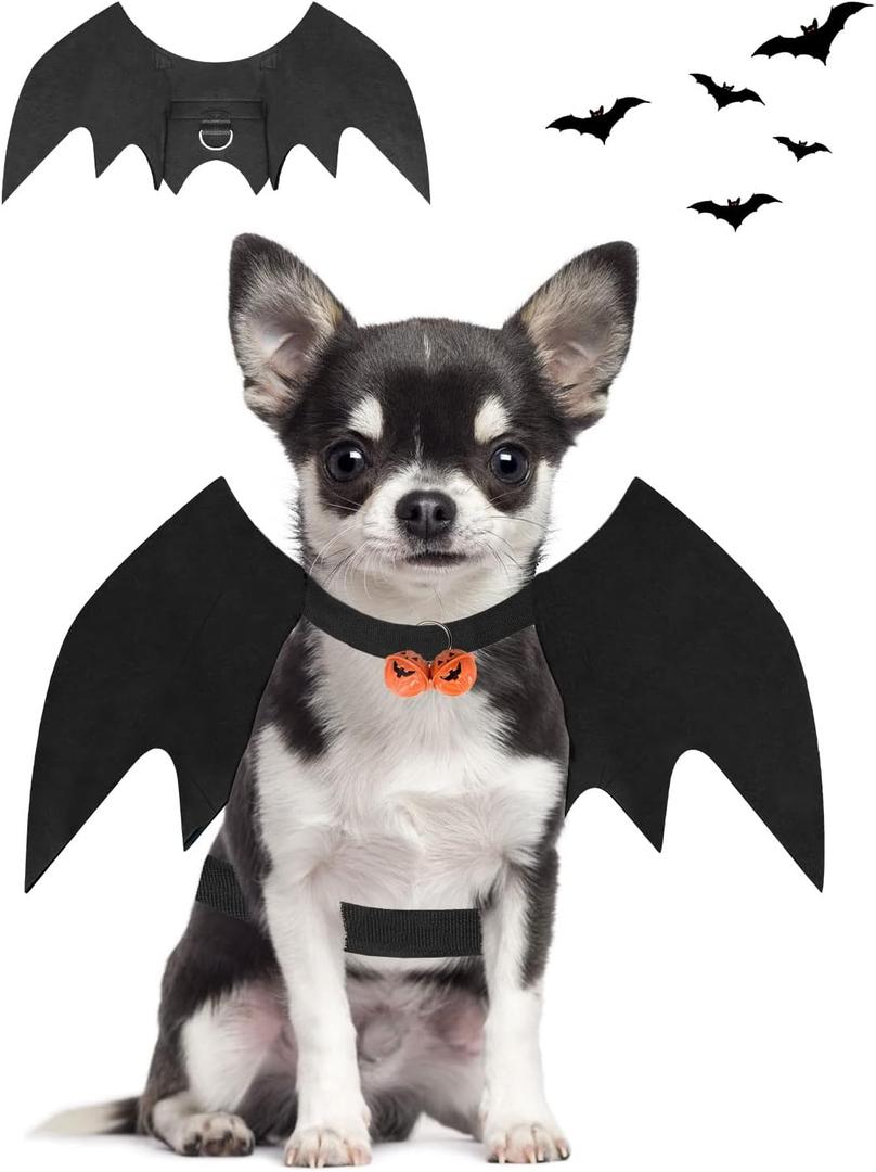 Halloween Dog Bat Wings Costume, Pet Halloween Cosplay Party Dress Up Costume for Small Dogs and Cats(S) Black