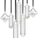 HDCRYSTALGIFTS Set 7 Clear Crystal Prisms Suncatchers Hanging Glass Ornament for Christmas Tree,Rainbow Maker Sun Catchers for Windows Home Garden Decoration,Modern Grief Gift