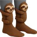 3D Knit Animal Sloth Socks for Women, 2025 Christmas Socks Collection Fun Cute Plush Animals Hug Crew Socks, Long Stocking Sock for Christmas Gifts, Cozy Fall & Winter