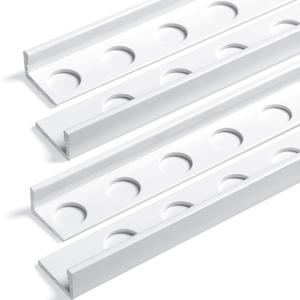 Blulu 4 Pcs Aluminum Tile Edge Trim Edging 49-1/4 in. L Shaped Metal Tile Corner Trim Protector with 90° Angle for Backsplash, Bathroom, Kitchen(White,3/8 in.)
