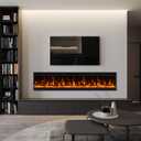 60 inch Electric Fireplace, 4.3" Ultra-Thin Electric Fireplace Inserts, Ultra-Narrow Frame, Wall Mounted and Recessed Fireplace, Log & Crystal, Touch Screen & Remote Control, 1500W