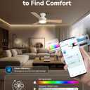 Orison 42-Inch Ceiling Fans with Lights, Low Profile, Flush Mount, Features RGB Backlight, Dimmable Lighting, 6 Speeds, 3 Reversible Blades, Remote and App Control, White