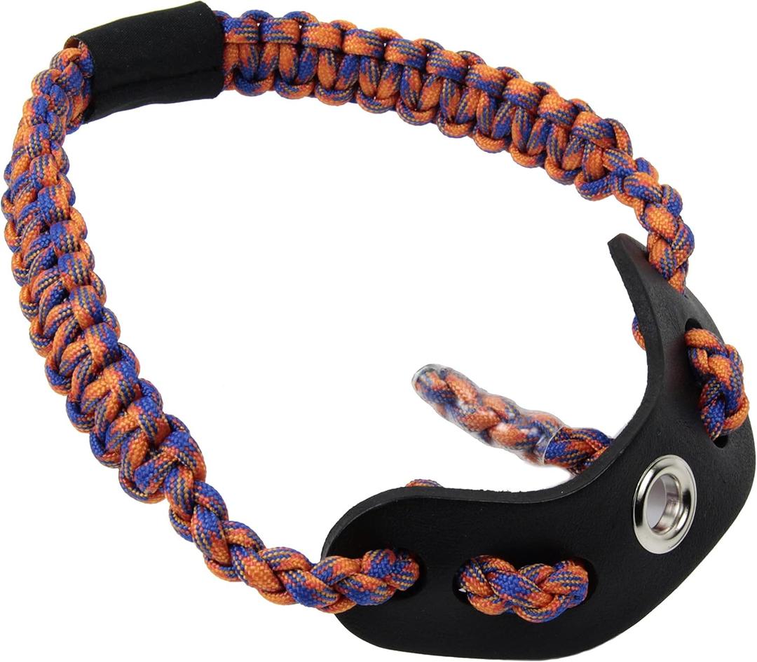 SUNYA Archery Bow Wrist Sling, 550 Paracord Strap Comfortable on Hand.100% Full Grain Leather Yoke, Multiple Camo Colors.Fit Compound Bow Stabilizer & Recurve. (Lava 35)