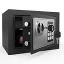 Goldenkey Small Safe with Keys&Code for Money Cash and Coin, Digital Mini Kids Safe Bank for Home, 6.69"D x 9.05"W x 6.69"H, 0.3 Cu.Ft.