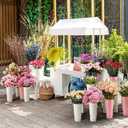 Entjor Galvanized Flower Bar Buckets with Handles 8 Pcs 9 Inch Tall Metal Bucket for Flower Supplies, Home Decor, Wedding Centerpiece, Table Decorations, Outdoor Unbreakable Tin Vase