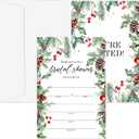 Bridal Shower Invitations, 25 Christmas Invites with Envelopes for Bridal Shower Reception Engagement Party, Winter Xmas Holiday Wedding Party Cards - C01