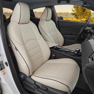 HKZ Fit RAV4 Car Seat Covers Set for Toyota RAV4 2021-2024 Prime SE,XSE & 2019 2020 2021 2022 2023 2024 2025 Hybrid/PHEV SE,XSE - 5 Seats Full Set Leather(Beige)