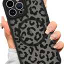 AIGOMARA Case for iPhone 15 Pro Max [Compatible with MagSafe] Black Leopard Pattern Design for Women Girls Men Soft TPU Bumper Hard PC Back Anti-Fall Shockproof Protective Slim Cover