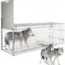 57 Collapsible Large Live Animal Trap, Easy to Set and Release Live Animal Traps for Dogs, Foxes, Coyotes, Bobcats and Other similarly Sized Animals up to 55 lbs
