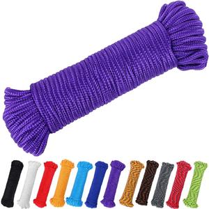 100 ft 1/4 inch (7mm) Polyester Rope (Nylon - Like Durability) Poly Flag Pole Clothes Line Camping Utility Good for Tie Pull Swing Climb Knot (Purple)