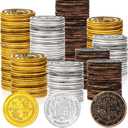 Hanaive 500 Pcs Plastic Pirate Gold Coins Spanish Doubloon Replicas Bulk Kids Fake Play Coins for Pirate Party Treasure Chest Board Games Tokens Toys Cosplay(Cross)