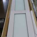 SMARTSTANDARD Bifold Door, for 64"x 80" Opening, Tempered Frosted Glass Closet Folding Barn Door with Hardware Kit, Water-Proof PVC Surface, Easy Install, White