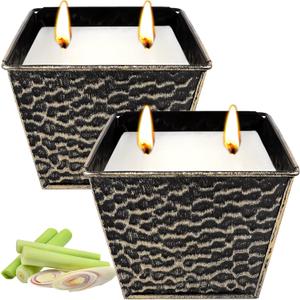 Citronella Candles Outdoor, Large 12oz 2-Pack Soy Wax Candles with Citronella Oil, 2 Wicks, 50-Hour Burn Time Each, Natural Outdoor Candles for Patio, Garden, Deck, Backyard and Summer Nights