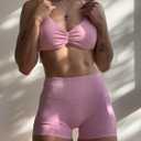 AUROLA Influence Workout Shorts for Women,2.5 3.5 4.5 5.5 6.5 No Roll Up Squat Proof Scrunch Seamless Compression Gym Short (Pink)