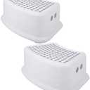 Step Stool for Kids (2 Pack), Toddlers Stool for Potty Training, Bathroom, Kitchen, Bedroom, Toy Room and Living Room. Toilet Stools with Soft Anti-Slip Grips for Safety, Stackable (Grey)