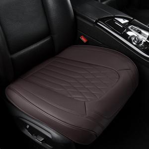 Front Car Seat Bottom Covers Brown, Universal Leather Front Seat Covers Bottom Protector 2 Pack, Anti-Slip and Full Wrapping Edge Compatible with Most of Vehicles - SUVs/Sedans/Pickup Trucks (StyleB-Lozenge)