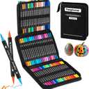 Tongfushop 72 Colors Acrylic Paint Markers, Dual Tip Acrylic Paint Pens for Rock Painting, Canvas, Wood, Stone, Glass, Ceramic, DIY Crafts, No Bleed Art Markers with Case for Artists, Kids & Adult