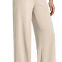 G4Free Women's Ribbed Knit Wide Leg Pants with Pockets Lightweight Stretchy Yoga Pants Casual Lounge (XL)