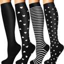 Iseasoo 4 Pairs Compression Socks for Women Circulation-Best Support for Nurses, Running, Athletic, Travel (Large-X-Large)