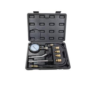 8 PCS Compression Tester Kit Professional Petrol Gas Engine Cylinder Pressure Gauge 0-300 PSI Automotive Tool for Motorcycle Car Truck (Black)