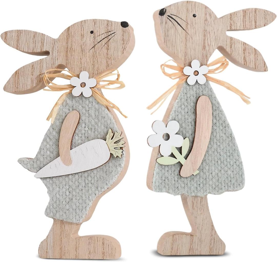 3 x Easter Decorations for the Home Wooden Bunny Decor Sign Farmhouse Rabbit Tiered Tray Decor Easter Rabbit Table Decorations For Party Desk Office Farmhouse Home