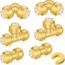 2 x Boltigen Plumbing Fittings 1/2 inch, 6pack No Lead Brass Push Fit to Connect Couplings, 2pcs Straight, 2pcs 90 Degree Elbows, 2pcs Tee, with Disconnect Clip, for Connecting Copper, PEX, CPVC