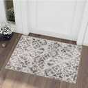 Wonnitar Moroccan Washable Area Rug Small 2'x3' Grey Distressed Entryway Rug Non-Slip Doormat Modern Geometric Trellis Throw Rug for Bathroom Laundry Room Indoor Office (Silver Grey, 2'x3')