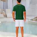 LETSEE Linen Shirts for Men Short Sleeve Blouse Button Down Dress Untuckit Shirts Beach Summer Wedding Hawaiian Outfit (Green, M)