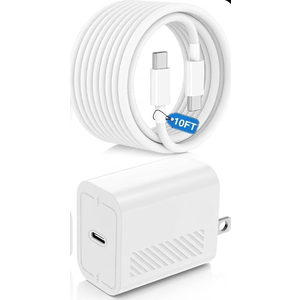 40W USB C Fast Charger for iPhone 17/ Air/16/15 Pro Max, 1Pack 10FT Type C Charger Block & Cable, PD 3.0 Super Fast Charging for iPad Pro MacBook Air/Pro M1/M2, AirPods (White)