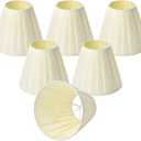 Chandelier Lamp Shades Set of 6 Clip-On, Beige Pleated Small Empire Lamp Shades for E12 Candelabra Bulbs Light Covers for Chandeliers, Wall Sconces, Table Lamps