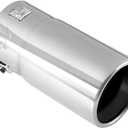 TriTrust Exhaust Tip, 1.75-2.5 inch Inlet Adjustable, Fit 1.75''/2''/2.25''/2.5'' Outer Diameter Tailpipe, 3'' Outlet 6'' Long Muffler Tip, Black Powder Coated Stainless Steel Tail Tip