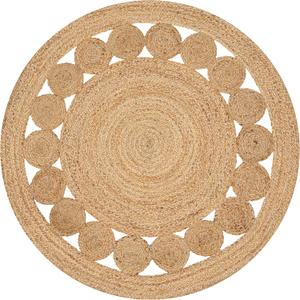 Savi Home Round Jute Area Rug Handwoven- 8 feet Round- Natural Beige - Rustic Vintage Beige Braided Reversible Rug- Eco Friendly Rugs for Farmhouse, Bedroom, Kitchen, Living Room